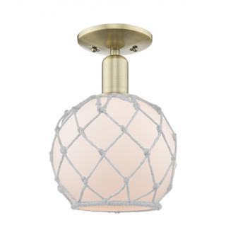 Farmhouse Rope - 1 Light - 8 inch - Antique Brass - Semi-Flush Mount (3442|716-1C-AB-G121-8RW)