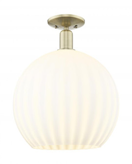 White Venetian - 1 Light - 14 inch - Antique Brass - Semi-Flush Mount (3442|716-1C-AB-G1217-14WV)