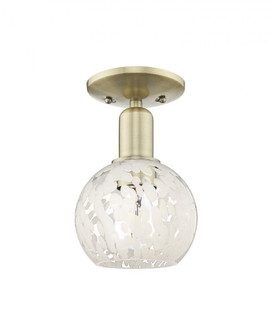 White Mouchette - 1 Light - 6 inch - Antique Brass - Semi-Flush Mount (3442|716-1C-AB-G1216-6WM)