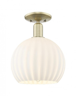 White Venetian - 1 Light - 10 inch - Antique Brass - Semi-Flush Mount (3442|716-1C-AB-G1217-10WV)