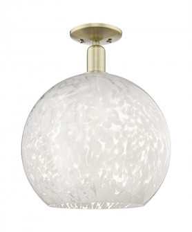 White Mouchette - 1 Light - 14 inch - Antique Brass - Semi-Flush Mount (3442|716-1C-AB-G1216-14WM)