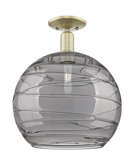Athens Deco Swirl - 1 Light - 14 inch - Antique Brass - Semi-Flush Mount (3442|716-1C-AB-G1213-14SM)