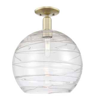 Athens Deco Swirl - 1 Light - 14 inch - Antique Brass - Semi-Flush Mount (3442|716-1C-AB-G1213-14CL)