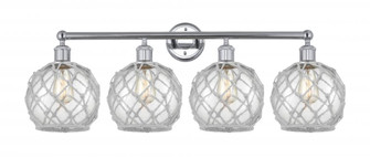 Farmhouse Rope - 4 Light - 35 inch - Polished Chrome - Bath Vanity Light (3442|616-4W-PC-G122-8RW)