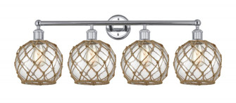 Farmhouse Rope - 4 Light - 35 inch - Polished Chrome - Bath Vanity Light (3442|616-4W-PC-G122-8RB)