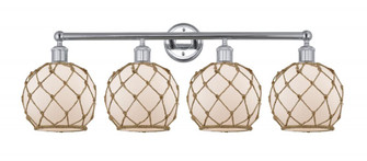 Farmhouse Rope - 4 Light - 35 inch - Polished Chrome - Bath Vanity Light (3442|616-4W-PC-G121-8RB)