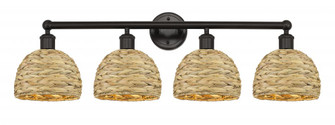 Woven Rattan - 4 Light - 35 inch - Oil Rubbed Bronze - Bath Vanity Light (3442|616-4W-OB-RBD-8-NAT)