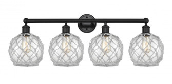Farmhouse Rope - 4 Light - 35 inch - Matte Black - Bath Vanity Light (3442|616-4W-BK-G122-8RW)