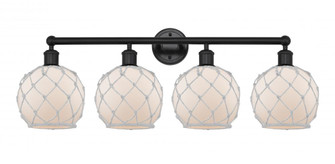Farmhouse Rope - 4 Light - 35 inch - Matte Black - Bath Vanity Light (3442|616-4W-BK-G121-8RW)