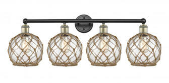 Farmhouse Rope - 4 Light - 35 inch - Black Antique Brass - Bath Vanity Light (3442|616-4W-BAB-G122-8RB)