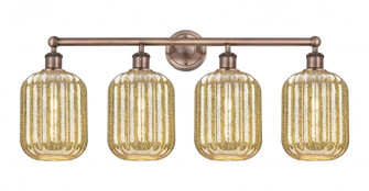 Preston Cylinder - 4 Light - 34 inch - Antique Copper - Bath Vanity Light (3442|616-4W-AC-G460-7ME)
