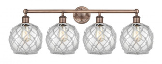 Farmhouse Rope - 4 Light - 35 inch - Antique Copper - Bath Vanity Light (3442|616-4W-AC-G122-8RW)