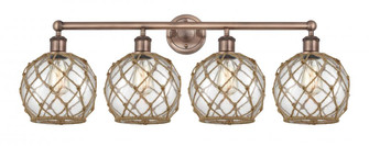 Farmhouse Rope - 4 Light - 35 inch - Antique Copper - Bath Vanity Light (3442|616-4W-AC-G122-8RB)