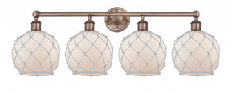 Farmhouse Rope - 4 Light - 35 inch - Antique Copper - Bath Vanity Light (3442|616-4W-AC-G121-8RW)
