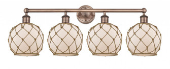 Farmhouse Rope - 4 Light - 35 inch - Antique Copper - Bath Vanity Light (3442|616-4W-AC-G121-8RB)