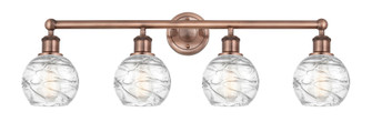Athens Deco Swirl - 4 Light - 33 inch - Antique Copper - Bath Vanity Light (3442|616-4W-AC-G1213-6CL)
