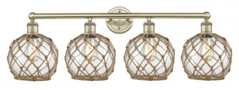 Farmhouse Rope - 4 Light - 35 inch - Antique Brass - Bath Vanity Light (3442|616-4W-AB-G122-8RB)