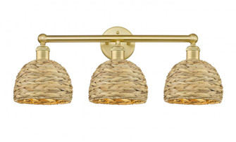 Woven Rattan - 3 Light - 26 inch - Satin Gold - Bath Vanity Light (3442|616-3W-SG-RBD-8-NAT)