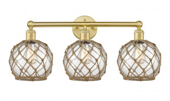 Farmhouse Rope - 3 Light - 26 inch - Satin Gold - Bath Vanity Light (3442|616-3W-SG-G122-8RB)