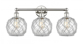 Farmhouse Rope - 3 Light - 26 inch - Polished Nickel - Bath Vanity Light (3442|616-3W-PN-G122-8RW)