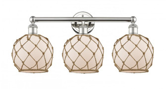 Farmhouse Rope - 3 Light - 26 inch - Polished Nickel - Bath Vanity Light (3442|616-3W-PN-G121-8RB)