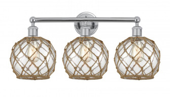 Farmhouse Rope - 3 Light - 26 inch - Polished Chrome - Bath Vanity Light (3442|616-3W-PC-G122-8RB)