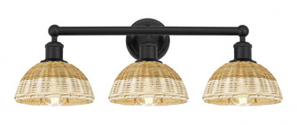 Bristol Natural II - 3 Light - 26 inch - Matte Black - Bath Vanity Light (3442|616-3W-BK-NBD2-75-NAT)