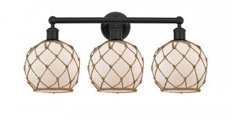 Farmhouse Rope - 3 Light - 26 inch - Matte Black - Bath Vanity Light (3442|616-3W-BK-G121-8RB)