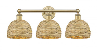 Woven Rattan - 3 Light - 26 inch - Brushed Brass - Bath Vanity Light (3442|616-3W-BB-RBD-8-NAT)