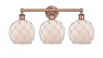 Farmhouse Rope - 3 Light - 26 inch - Antique Copper - Bath Vanity Light (3442|616-3W-AC-G121-8RW)