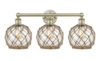 Farmhouse Rope - 3 Light - 26 inch - Antique Brass - Bath Vanity Light (3442|616-3W-AB-G122-8RB)