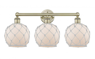 Farmhouse Rope - 3 Light - 26 inch - Antique Brass - Bath Vanity Light (3442|616-3W-AB-G121-8RW)