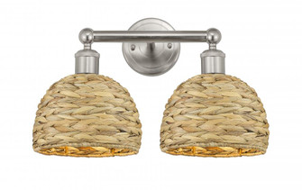 Woven Rattan - 2 Light - 17 inch - Brushed Satin Nickel - Bath Vanity Light (3442|616-2W-SN-RBD-8-NAT)