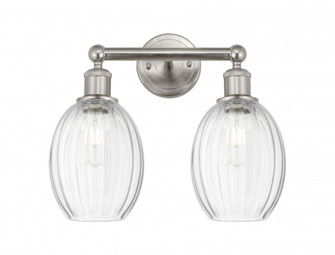 Preston Bulb - 2 Light - 15 inch - Brushed Satin Nickel - Bath Vanity Light (3442|616-2W-SN-G459-6CL)
