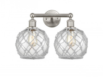 Farmhouse Rope - 2 Light - 17 inch - Brushed Satin Nickel - Bath Vanity Light (3442|616-2W-SN-G122-8RW)