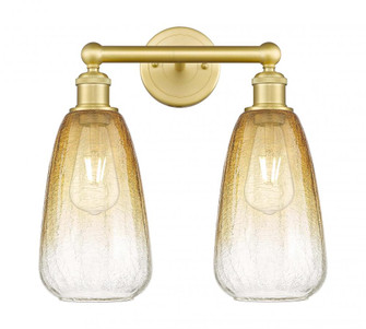 Brookhaven Almond - 2 Light - 15 inch - Satin Gold - Bath Vanity Light (3442|616-2W-SG-G480-6AM)