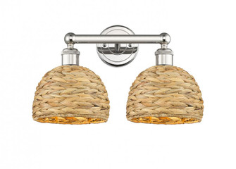 Woven Rattan - 2 Light - 17 inch - Polished Nickel - Bath Vanity Light (3442|616-2W-PN-RBD-8-NAT)