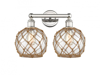 Farmhouse Rope - 2 Light - 17 inch - Polished Nickel - Bath Vanity Light (3442|616-2W-PN-G122-8RB)