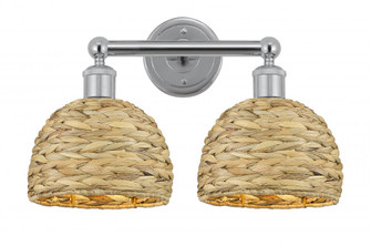 Woven Rattan - 2 Light - 17 inch - Polished Chrome - Bath Vanity Light (3442|616-2W-PC-RBD-8-NAT)