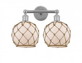 Farmhouse Rope - 2 Light - 17 inch - Polished Chrome - Bath Vanity Light (3442|616-2W-PC-G121-8RB)
