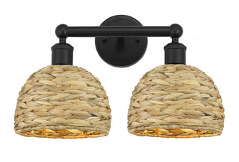 Woven Rattan - 2 Light - 17 inch - Matte Black - Bath Vanity Light (3442|616-2W-BK-RBD-8-NAT)