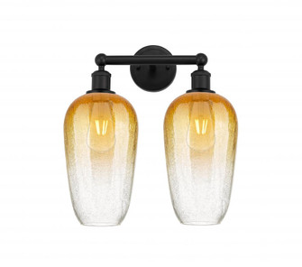 Brookhaven Flute - 2 Light - 16 inch - Matte Black - Bath Vanity Light (3442|616-2W-BK-G484-7AM)
