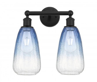 Brookhaven Almond - 2 Light - 15 inch - Matte Black - Bath Vanity Light (3442|616-2W-BK-G480-6SB)