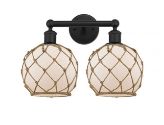 Farmhouse Rope - 2 Light - 17 inch - Matte Black - Bath Vanity Light (3442|616-2W-BK-G121-8RB)