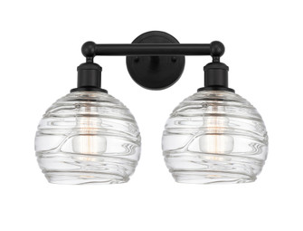Athens Deco Swirl - 2 Light - 17 inch - Matte Black - Bath Vanity Light (3442|616-2W-BK-G1213-8CL)