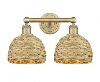 Woven Rattan - 2 Light - 17 inch - Brushed Brass - Bath Vanity Light (3442|616-2W-BB-RBD-8-NAT)