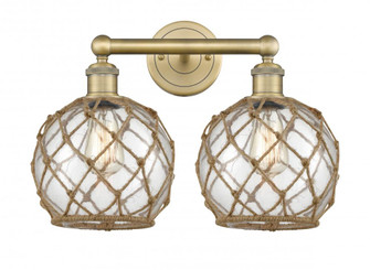 Farmhouse Rope - 2 Light - 17 inch - Brushed Brass - Bath Vanity Light (3442|616-2W-BB-G122-8RB)