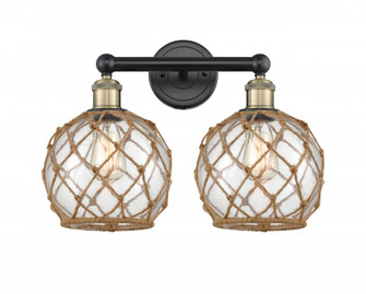 Farmhouse Rope - 2 Light - 17 inch - Black Antique Brass - Bath Vanity Light (3442|616-2W-BAB-G122-8RB)