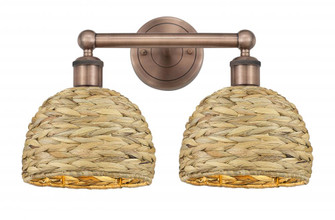 Woven Rattan - 2 Light - 17 inch - Antique Copper - Bath Vanity Light (3442|616-2W-AC-RBD-8-NAT)