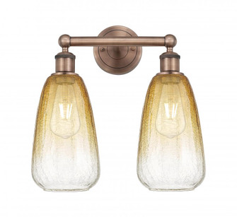 Brookhaven Almond - 2 Light - 15 inch - Antique Copper - Bath Vanity Light (3442|616-2W-AC-G480-6AM)